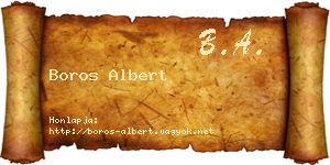 Boros Albert névjegykártya